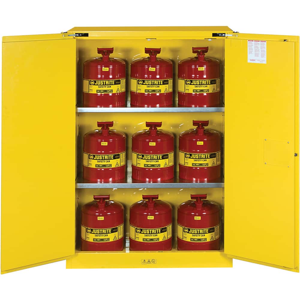 Justrite - 2 Door 2 Shelf 45 Gal Safety Cabinet for Flammable Substances - Exact Tool & Supply