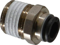 Legris - 6mm Outside Diam, 1/4 NPT, Nickel Plated Brass Push-to-Connect Tube Male Connector - 290 Max psi, Tube to Male NPT Connection, Buna Nitrile O-Ring - Exact Tool & Supply