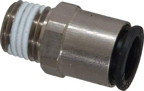 Legris - 10mm Outside Diam, 1/4 NPT, Nickel Plated Brass Push-to-Connect Tube Male Connector - 290 Max psi, Tube to Male NPT Connection, Buna Nitrile O-Ring - Exact Tool & Supply
