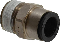 Legris - 10mm Outside Diam, 3/8 NPT, Nickel Plated Brass Push-to-Connect Tube Male Connector - 290 Max psi, Tube to Male NPT Connection, Buna Nitrile O-Ring - Exact Tool & Supply