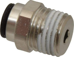 Legris - 1/4" Outside Diam, 1/4 BSPT, Nickel Plated Brass Push-to-Connect Tube Male Connector - 290 Max psi, Tube to Male BSPT Connection, Buna Nitrile O-Ring - Exact Tool & Supply