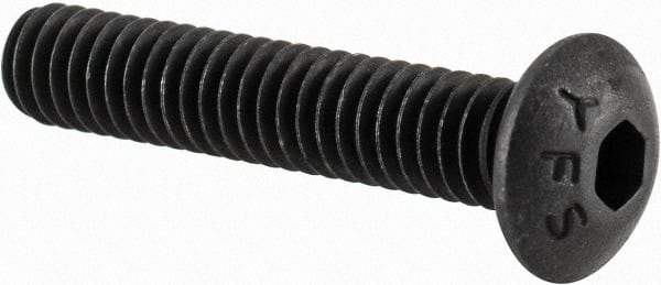 Value Collection - #8-32 UNC Hex Socket Drive, Button Screw - Alloy Steel, Black Oxide Finish, Fully Threaded, 7/8" Length Under Head - Exact Tool & Supply