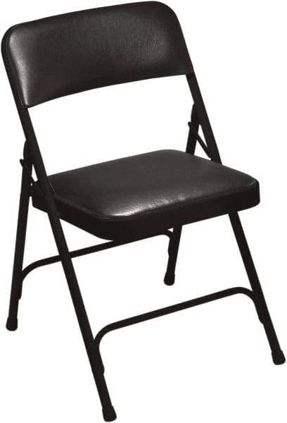 NPS - 18-3/4" Wide x 20-1/4" Deep x 29-1/2" High, Vinyl Folding Chair with Vinyl Padded Seat - Caviar Black - Exact Tool & Supply