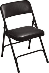 NPS - 18-3/4" Wide x 20-1/4" Deep x 29-1/2" High, Vinyl Folding Chair with Vinyl Padded Seat - Caviar Black - Exact Tool & Supply