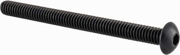 Value Collection - #8-32 UNC Hex Socket Drive, Button Screw - Alloy Steel, Black Oxide Finish, Fully Threaded, 2" Length Under Head - Exact Tool & Supply