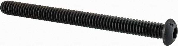 Value Collection - 1/4-20 UNC Hex Socket Drive, Button Screw - Alloy Steel, Black Oxide Finish, Fully Threaded, 3" Length Under Head - Exact Tool & Supply