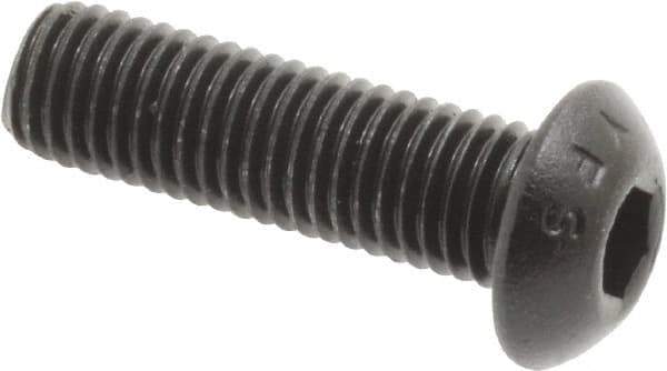 Value Collection - 1/4-28 UNF Hex Socket Drive, Button Screw - Alloy Steel, Black Oxide Finish, Fully Threaded, 7/8" Length Under Head - Exact Tool & Supply