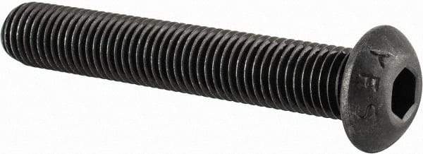 Value Collection - 5/16-24 UNF Hex Socket Drive, Button Screw - Alloy Steel, Black Oxide Finish, Fully Threaded, 2" Length Under Head - Exact Tool & Supply