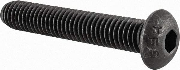 Value Collection - 3/8-16 UNC Hex Socket Drive, Button Screw - Alloy Steel, Black Oxide Finish, Fully Threaded, 2-1/4" Length Under Head - Exact Tool & Supply