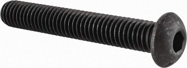 Value Collection - 3/8-16 UNC Hex Socket Drive, Button Screw - Alloy Steel, Black Oxide Finish, Fully Threaded, 2-1/2" Length Under Head - Exact Tool & Supply
