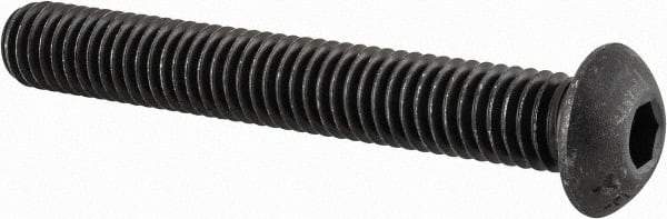 Value Collection - 3/8-16 UNC Hex Socket Drive, Button Screw - Alloy Steel, Black Oxide Finish, Fully Threaded, 2-3/4" Length Under Head - Exact Tool & Supply