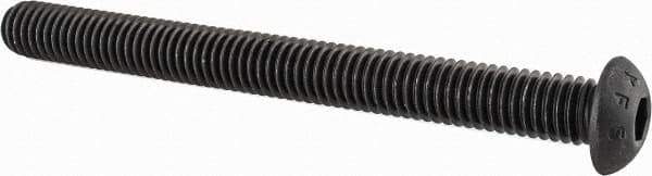 Value Collection - 3/8-16 UNC Hex Socket Drive, Button Screw - Alloy Steel, Black Oxide Finish, Fully Threaded, 4" Length Under Head - Exact Tool & Supply