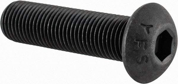 Value Collection - 3/8-24 UNF Hex Socket Drive, Button Screw - Alloy Steel, Black Oxide Finish, Fully Threaded, 1-1/2" Length Under Head - Exact Tool & Supply