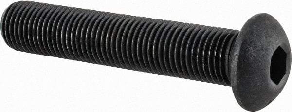 Value Collection - 3/8-24 UNF Hex Socket Drive, Button Screw - Alloy Steel, Black Oxide Finish, Fully Threaded, 2" Length Under Head - Exact Tool & Supply