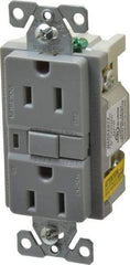 Cooper Wiring Devices - 1 Phase, 5-15R NEMA, 125 VAC, 15 Amp, Self Grounding, GFCI Receptacle - 2 Pole, Back and Side Wiring, Tamper Resistant, Specification Grade - Exact Tool & Supply