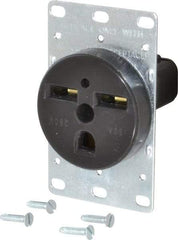 Cooper Wiring Devices - 250 VAC, 30 Amp, 6-30R NEMA Configuration, Black, Specification Grade, Self Grounding Single Receptacle - 1 Phase, 2 Poles, 3 Wire, Flush Mount, Corrosion Resistant - Exact Tool & Supply