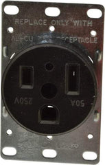 Cooper Wiring Devices - 250 VAC, 50 Amp, 6-50R NEMA Configuration, Black, Specification Grade, Self Grounding Single Receptacle - 1 Phase, 2 Poles, 3 Wire, Flush Mount, Corrosion Resistant - Exact Tool & Supply