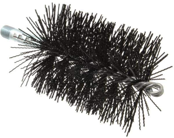 Schaefer Brush - 5" Brush Length, 3-1/2" Diam, Nylon Single Stem, Single Spiral Tube Brush - 7-1/4" Long, Nylon, 1/4" NPSM Male Connection - Exact Tool & Supply