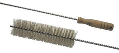 Schaefer Brush - 2-1/8" Diam, 7" Bristle Length, Boiler & Furnace Crimped Brass Brush - Standard Wood Handle, 48" OAL - Exact Tool & Supply