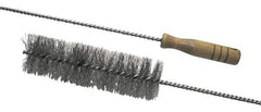 Schaefer Brush - 2-1/8" Diam, 7" Bristle Length, Boiler & Furnace Stainless Steel Brush - Standard Wood Handle, 48" OAL - Exact Tool & Supply