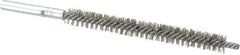 Schaefer Brush - 3" Brush Length, 5/16" Diam, Double Stem, Double Spiral Tube Brush - 4-3/4" Long, Stainless Steel, 8-32 Female Connection - Exact Tool & Supply