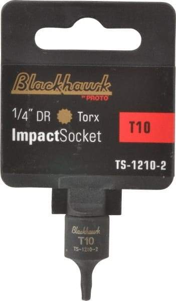 Blackhawk by Proto - 1/4" Drive, T10 Impact Torx Bit Socket - 1" OAL - Exact Tool & Supply