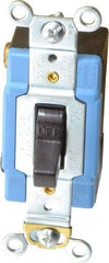 Cooper Wiring Devices - 1 Pole, 120 to 277 VAC, 15 Amp, Industrial Grade, Toggle, Wall and Dimmer Light Switch - 1.31 Inch Wide x 3.28 Inch High - Exact Tool & Supply