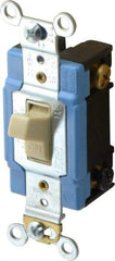 Cooper Wiring Devices - 2 Pole, 120 to 277 VAC, 15 Amp, Industrial Grade, Toggle, Wall and Dimmer Light Switch - 1.3 Inch Wide x 4.19 Inch High, Fluorescent - Exact Tool & Supply