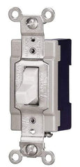 Cooper Wiring Devices - 4 Pole, 120 to 277 VAC, 15 Amp, Industrial Grade, Toggle, Wall and Dimmer Light Switch - 1.3 Inch Wide x 4.19 Inch High, Fluorescent - Exact Tool & Supply