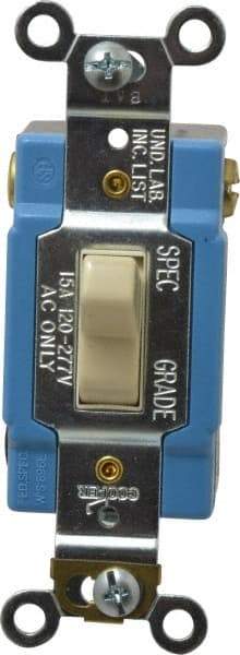 Cooper Wiring Devices - 3 Pole, 120 to 277 Volt, 15 Amp, Industrial Grade, Toggle, Wall and Dimmer Light Switch - Exact Tool & Supply