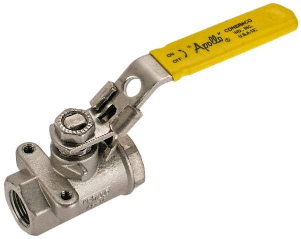 Apollo - 3/8" Pipe, Standard Port, Stainless Steel Standard Ball Valve - 2 Piece, NPT Ends, Locking Lever Handle, 600 WOG, 150 WSP - Exact Tool & Supply