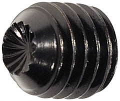 Unbrako - 3/8-24 UNF, 1-1/4" OAL, Knurled Cup Point Set Screw - Grade 8 Alloy Steel, 3/16" Key - Exact Tool & Supply