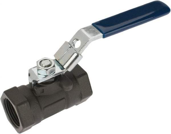 NIBCO - 1" Pipe, Reduced Port, Carbon Steel Standard Ball Valve - 1 Piece, Inline - One Way Flow, FNPT x FNPT Ends, Locking Lever Handle, 2,000 WOG - Exact Tool & Supply