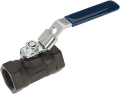NIBCO - 1" Pipe, Reduced Port, Carbon Steel Standard Ball Valve - 1 Piece, Inline - One Way Flow, FNPT x FNPT Ends, Locking Lever Handle, 2,000 WOG - Exact Tool & Supply