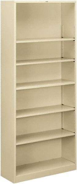 Hon - 6 Shelf, 81-1/8" High x 34-1/2" Wide Bookcase - 12-5/8" Deep, Steel, Putty - Exact Tool & Supply