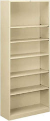 Hon - 6 Shelf, 81-1/8" High x 34-1/2" Wide Bookcase - 12-5/8" Deep, Steel, Putty - Exact Tool & Supply