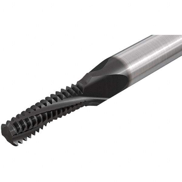 Iscar - M8x1.25 ISO, 1/4" Cutting Diam, 3 Flute, Solid Carbide Helical Flute Thread Mill - Internal Thread, 0.76" LOC, 2-1/2" OAL, 1/4" Shank Diam - Exact Tool & Supply