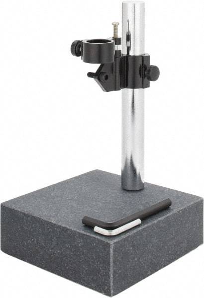 SPI - Granite, Rectangular Base, Comparator Gage Stand - 8" High, 6" Base Length x 6" Base Width x 2" Base Height, Includes Holder - Exact Tool & Supply
