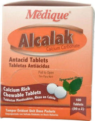 Medique - Mint Flavor Alcalak Tablets - Antacids & Stomach Relief - Exact Tool & Supply
