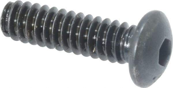 Made in USA - #6-32 UNC Hex Socket Drive, Button Screw - Alloy Steel, Black Oxide Finish, Fully Threaded, 1/2" Length Under Head - Exact Tool & Supply