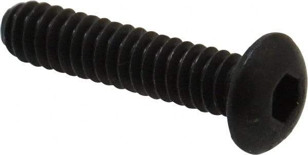 Made in USA - #10-24 UNC Hex Socket Drive, Button Screw - Alloy Steel, Black Oxide Finish, Fully Threaded, 7/8" Length Under Head - Exact Tool & Supply