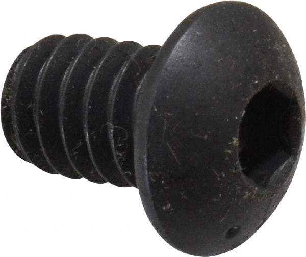Made in USA - 1/4-20 UNC Hex Socket Drive, Button Screw - Alloy Steel, Black Oxide Finish, Fully Threaded, 3/8" Length Under Head - Exact Tool & Supply