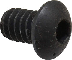 Made in USA - 1/4-20 UNC Hex Socket Drive, Button Screw - Alloy Steel, Black Oxide Finish, Fully Threaded, 3/8" Length Under Head - Exact Tool & Supply
