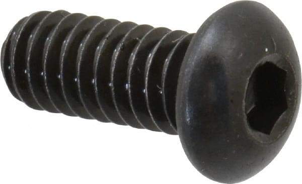 Made in USA - 1/4-20 UNC Hex Socket Drive, Button Screw - Alloy Steel, Black Oxide Finish, Fully Threaded, 5/8" Length Under Head - Exact Tool & Supply