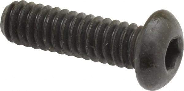 Made in USA - 1/4-20 UNC Hex Socket Drive, Button Screw - Alloy Steel, Black Oxide Finish, Fully Threaded, 7/8" Length Under Head - Exact Tool & Supply