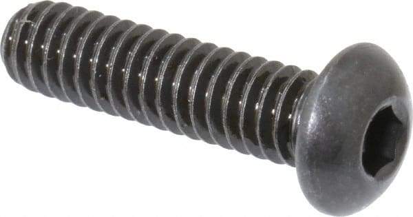 Made in USA - 1/4-20 UNC Hex Socket Drive, Button Screw - Alloy Steel, Black Oxide Finish, Fully Threaded, 1" Length Under Head - Exact Tool & Supply