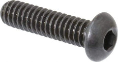 Made in USA - 1/4-20 UNC Hex Socket Drive, Button Screw - Alloy Steel, Black Oxide Finish, Fully Threaded, 1" Length Under Head - Exact Tool & Supply