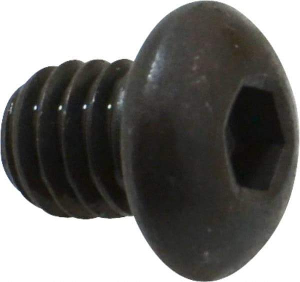 Made in USA - 5/16-18 UNC Hex Socket Drive, Button Screw - Alloy Steel, Black Oxide Finish, Fully Threaded, 3/8" Length Under Head - Exact Tool & Supply