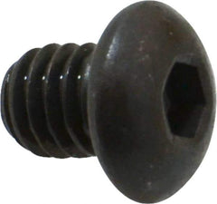 Made in USA - 5/16-18 UNC Hex Socket Drive, Button Screw - Alloy Steel, Black Oxide Finish, Fully Threaded, 3/8" Length Under Head - Exact Tool & Supply