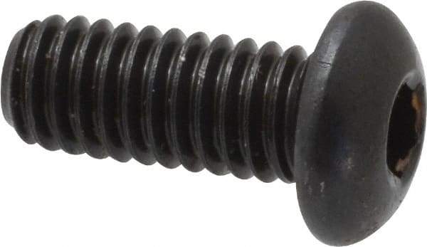 Made in USA - 5/16-18 UNC Hex Socket Drive, Button Screw - Alloy Steel, Black Oxide Finish, Fully Threaded, 3/4" Length Under Head - Exact Tool & Supply